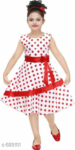 Red Dot Printed Sleeveless Dress Cotton Frock for Girls