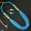 Beaded Necklace Set in Blue Color