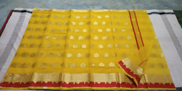 Buy Real Kota Doria Saree in Yellow Color  Online at Best Prices in Udaipur