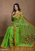 Buy Green Color Cotton Silk Saree with Pompom Work on Pallu at Best Prices in Udaipur