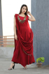 Buy Designer Party Wear Rayon Indo Western Dress in Red Color