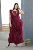 Buy Designer Party Wear Rayon Indo Western Dress in Maroon Color