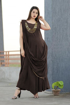 Buy Designer Party Wear Rayon Indo Western Dress in Brown Color