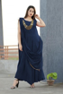 Buy Designer Party Wear Rayon Indo Western Dress in Navy blue Color