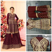 Party Wear Georgette Palazzo Suit With Embroidery Work in Maroon Color