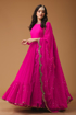 Buy Women's Georgette Semi-Stitched Gown With Foil Mirror Work in  Pink Color on UdaipurBazar.com