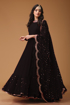 Buy Women's Georgette Semi-Stitched Gown With Foil Mirror Work in  Black Color on UdaipurBazar.com
