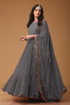 Buy Women's Georgette Semi-Stitched Gown With Foil Mirror Work in  Gray Color on UdaipurBazar.com