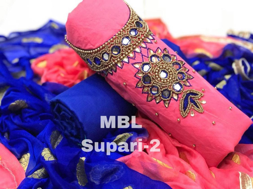 Buy Dress Material MBL Modal Chanderi Cotton With Khatali Hand Work With Santon Inner Online at Best Prices on UdaipurBazar.com