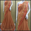 Buy Orange Color Bridal Georgette Saree with Designer Fabric Flowers and Matching Blouse Online at Best Prices on UdaipurBazar.com