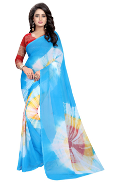 Buy Multicolor Chiffon Saree Online at Best Prices on UdaipurBazar.com