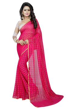 Buy Plain Chiffon Sarees With Light Border Online at Best Prices on UdaipurBazar.com