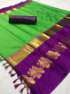 Buy Green Cotton Silk Sarees with Running Blouse Online at Best Prices on UdaipurBazar.com