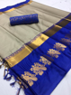 Buy Cotton Silk Sarees with Running Blousein Navy Blue Color Online at Best Prices on UdaipurBazar.com