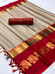Buy Cotton Silk Sarees with Running Blousein Tan Color Online at Best Prices on UdaipurBazar.com