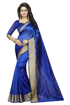 Buy Navy Blue Color Cotton Silk Sarees with Wide Border Online at Best Prices on UdaipurBazar.com