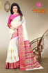 Buy Manipuri Silk Weaving Butta in White Saree with Contrast Colour Zari Pallu Online at Best Prices on UdaipurBazar.com