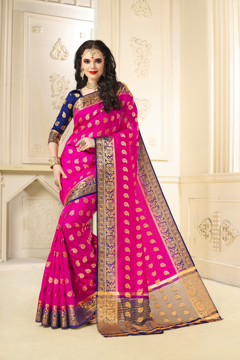 Buy Designer Magenta Kanjivaram Jacquard Silk Saree at Best Prices in Udaipur