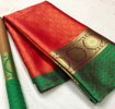 Pink, Golden & Green Color Soft & Silky Pure Muslin Saree With Blouse Piece
