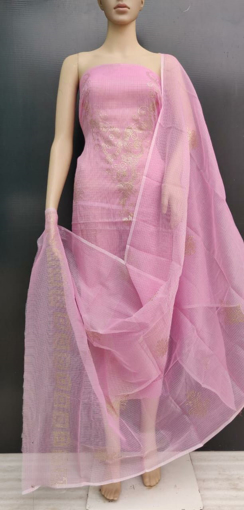 Pink Base White Thread Chikankari Embroidery Kota Doria Dress Material –  Kotadoriaworld