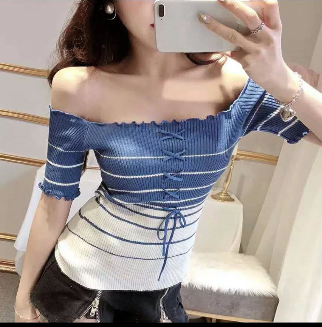 Striped knitted top, Shop for striped knit tops for girls at Udaipur Bazar - Shop online women ...