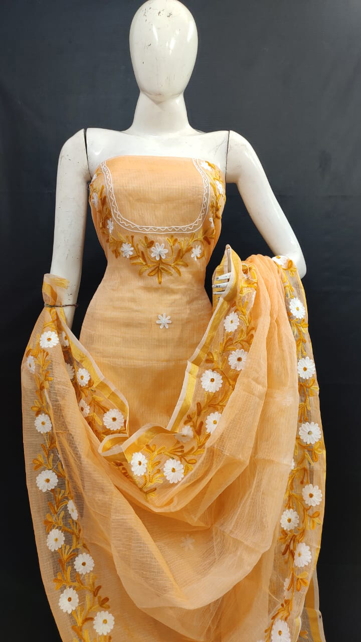 Kota Doria Cotton Dress Material with Aari Work Shop online women