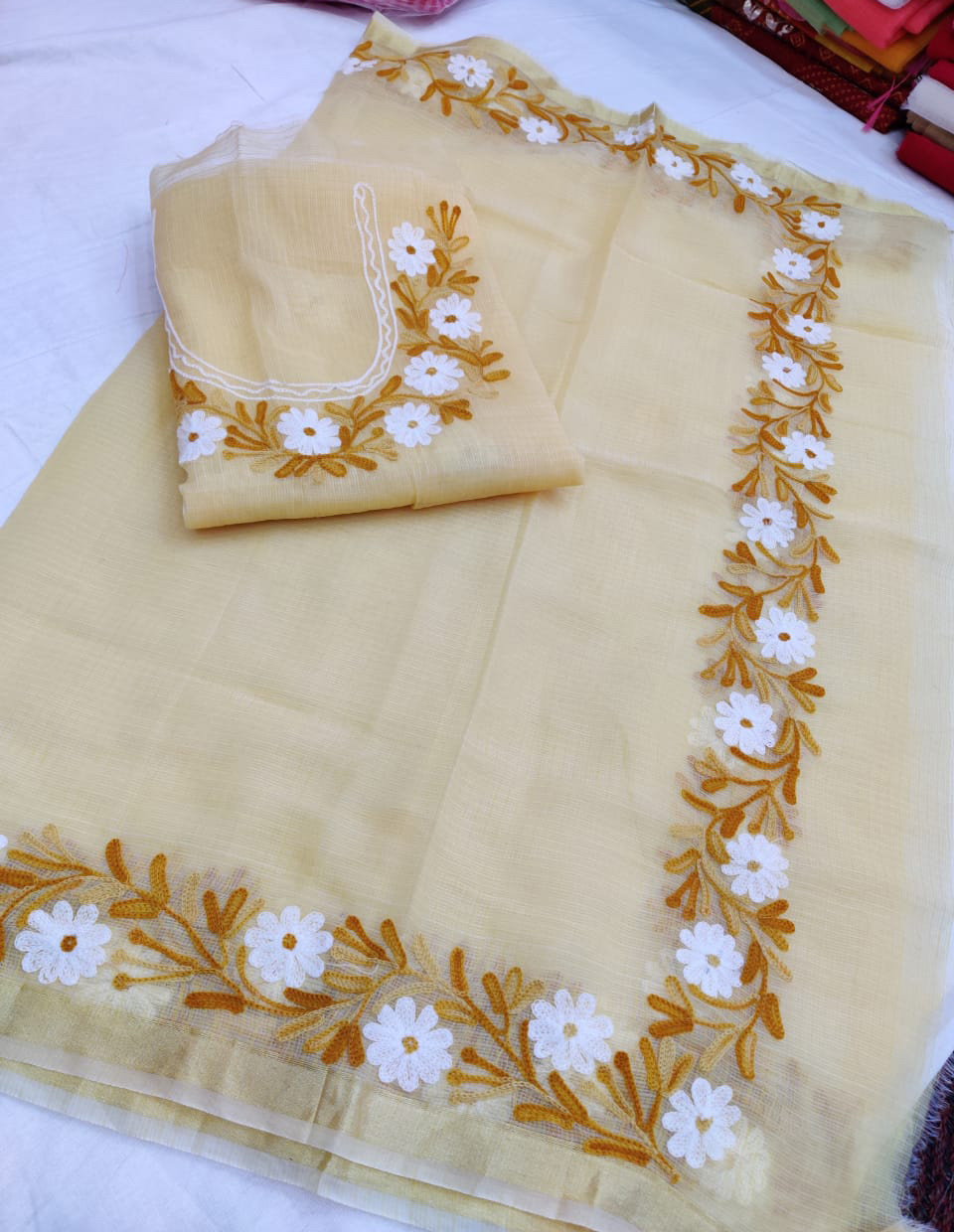 Online Kota Doria Aari Work Cotton Dress Material Shop online women