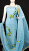 Kota Doria Embroidery Suits Dress Material Blue Color