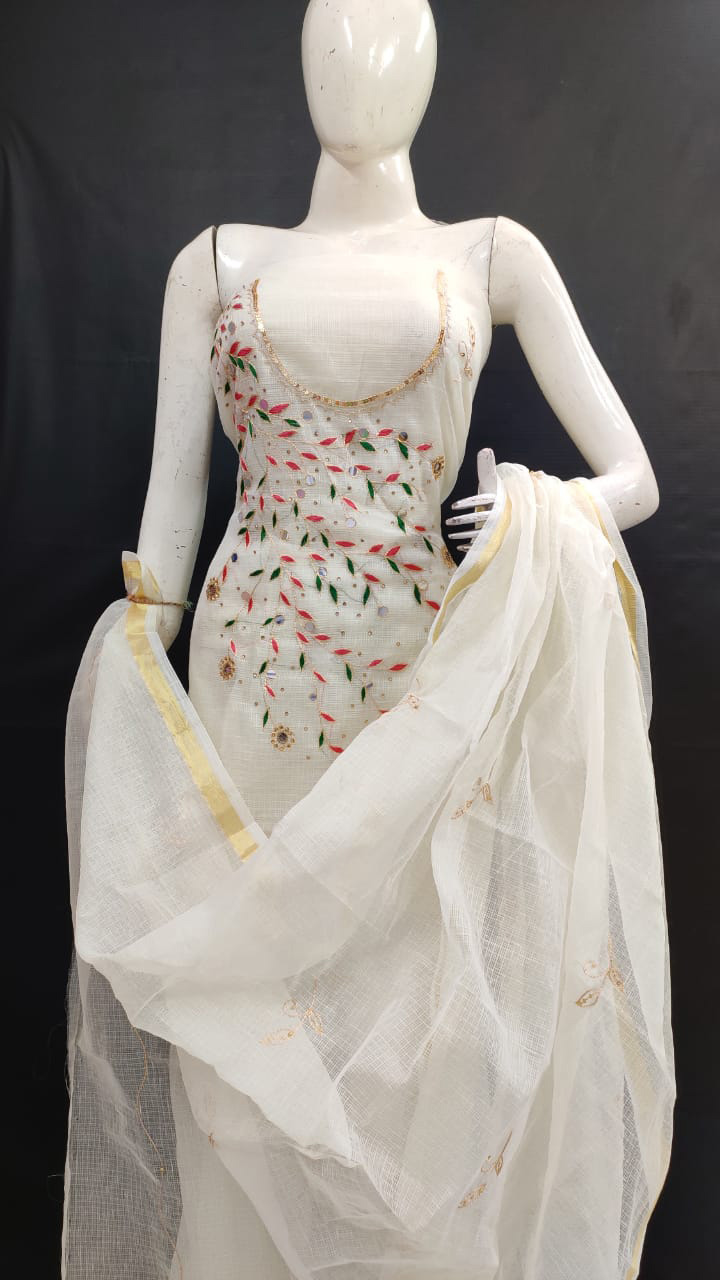 Kota Doria Handwork Cotton Dress Material Online Shop online women