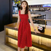 Sleeveless cotton frock with polka dots 
