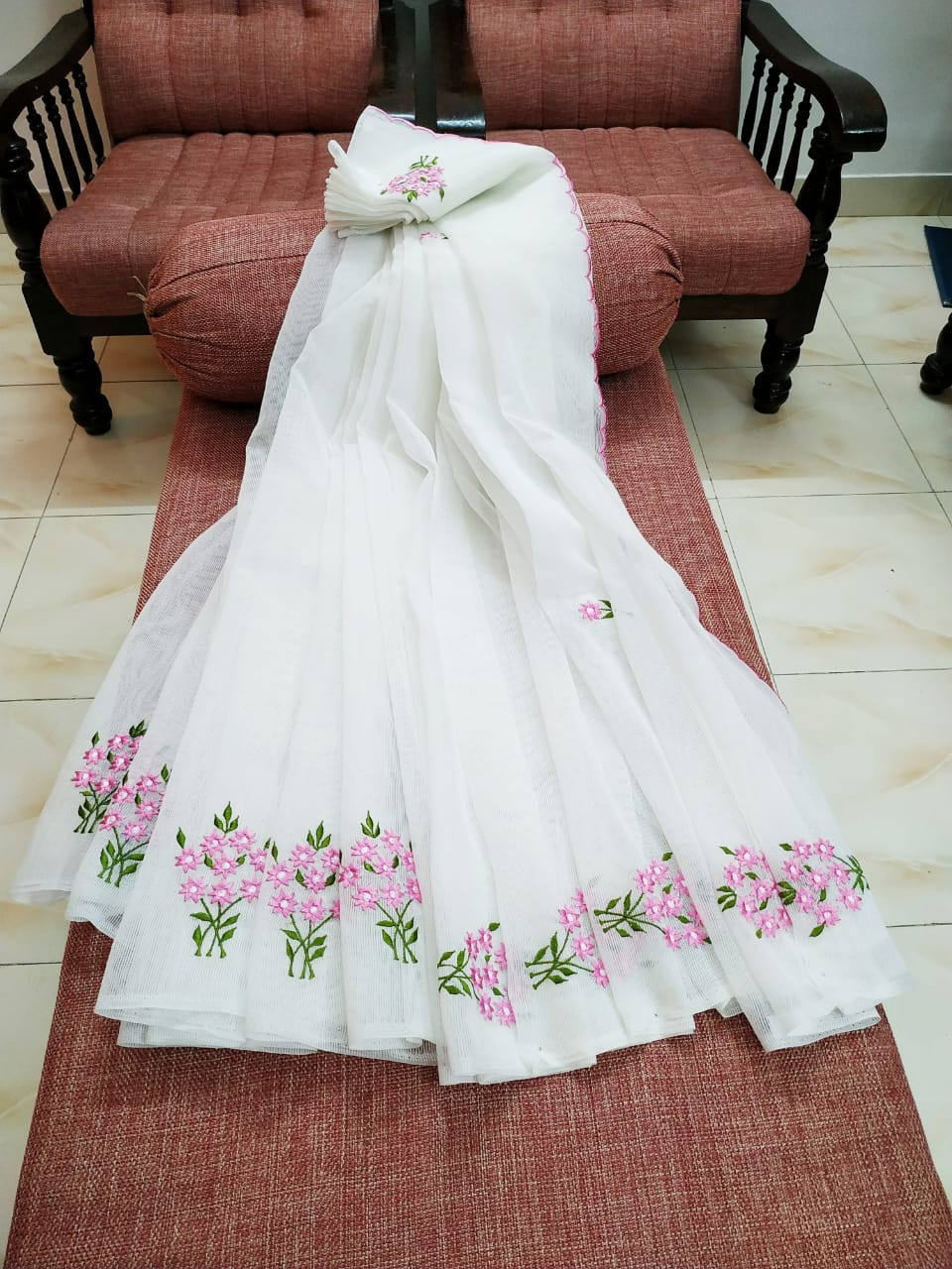 Kota doria embroidery work saree Shop online women fashion, indowestern, ethnic wear, sari