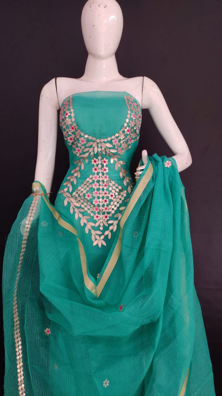 Kota Doria Gota Patti Work Cotton Dress Material - Shop online women ...