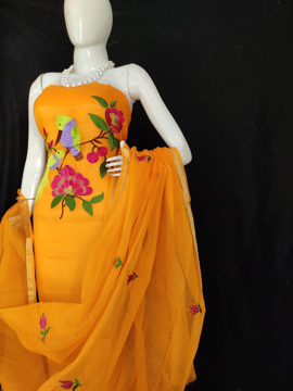 Kota doria bird embroidery work suits for women