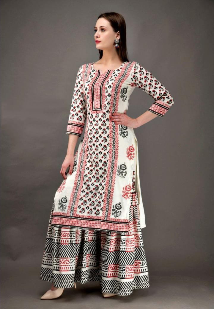 Women's Cotton Kurti with Sharara - Shop online women fashion, indo ...