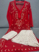 Red Luchnowi Chikankari Sharara Dress