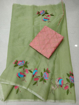 Fern green color kota doria saree with embroidery