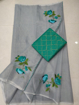 Grey Kota doria saree with blouse print