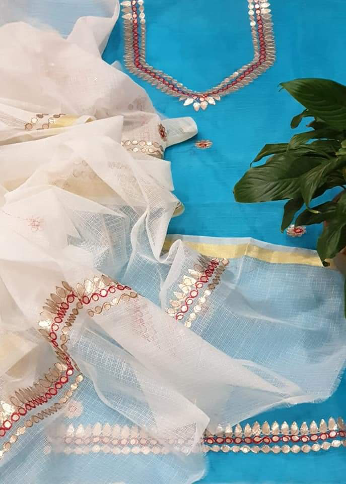 Kota Doria Gotta Patti Work Dress Material main image 0