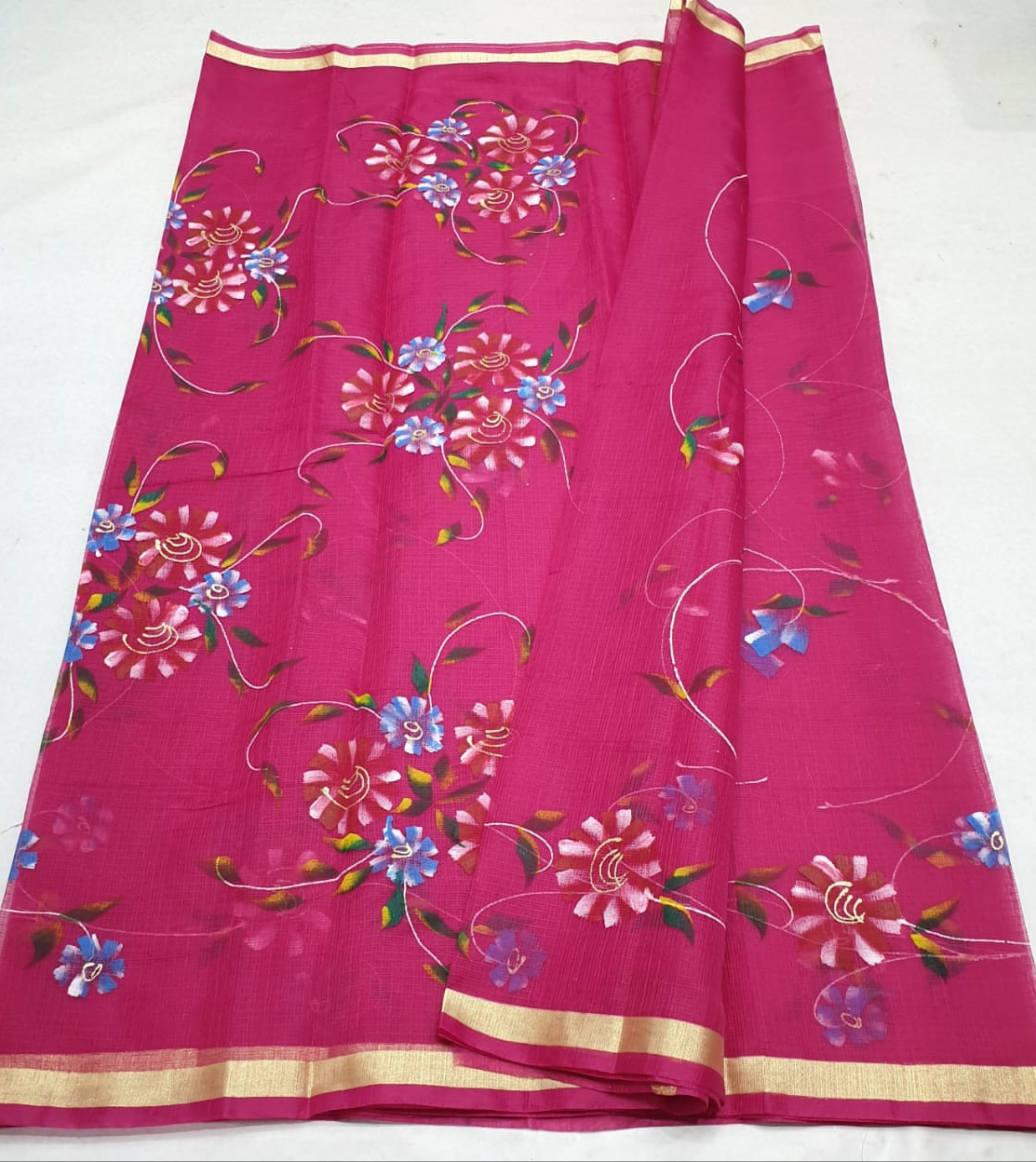 Kota Doria hand printed saree for Women - Shop online women fashion ...
