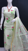 Kota Doria Dress Material With Embroidery Work - White