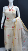 Kota Doria Dress Material With Embroidery Work - Off White