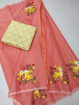  Embroidery work kota doria sarees with yellow blouse piece 