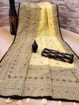 Soft linen cotton slub saree with ikkat style print blouse