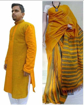 Yellow couple dress with khesh saree for women and kurta for men