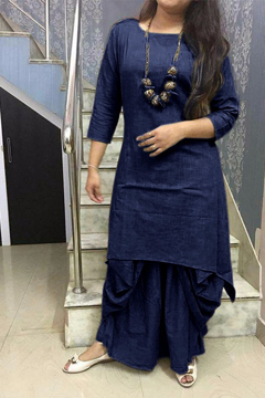 Dhoti skirt with kurti - Navy blue