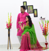 Cotton silk couple combo in Pink and Green combination