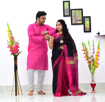 Cotton silk couple combo in Pink and Black combination