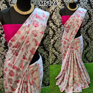 Japan crepe saree with butterfly digital print