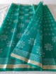 Kota Doria block print sarees in Teal Blue