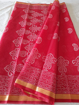 Kota Doria block print sarees red